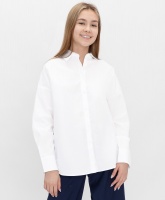 Рубашка на пуговицах с манжетами и воротником белая Button Blue Teens line, школьная форма для девочек  фото, kupilegko.ru